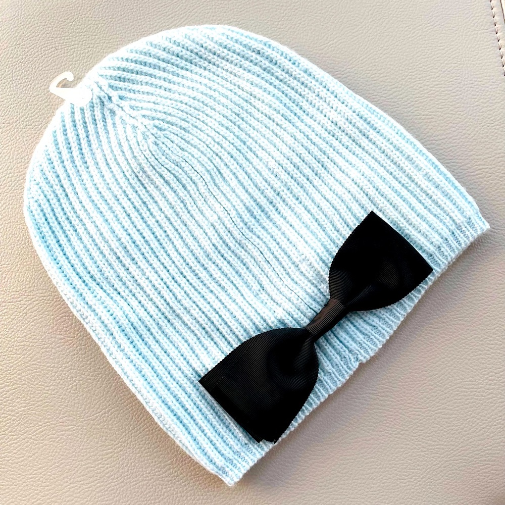 NWT! Kate Spade ♠️ New York new grosgrain bow beanie in Ice Blue